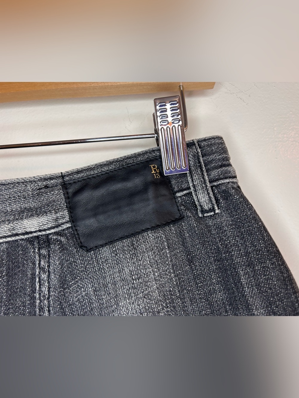 R13 Shredded Harem Shorts in color Cement Black. Distressed. Size 29 - Picture 3 of 7